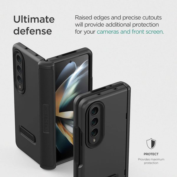 Galaxy Z Fold 4 Terra Guard Modern Case by VRS Design Premium Modern Neat Style [Anti Scratch Hinge Protection] Case with Tempered Glass Screen Protector - Matte Black - Image 5