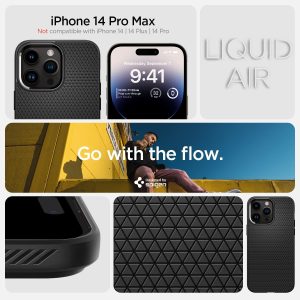 Apple iPhone 14 Pro Liquid Air Case by Spigen - ACS04957 - Matte Black - Image 3