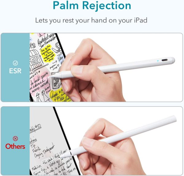 ESR Stylus Pen for iPad, Touch Screen Stylus, Tilt Sensitivity, Magnetic Attachment, Palm Rejection, Active Pen for iPad 9/8/7/6, iPad Pro 11, iPad Pro 12.9, iPad Mini 6/5, and iPad Air 5/4/3, White - Image 5