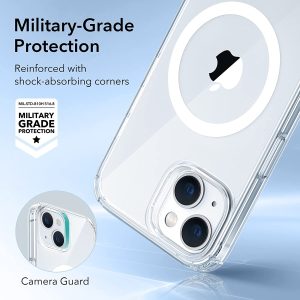 Apple iPhone 14 Plus Krystec Case with Halolock Reduced Yellowing Resistant with Shockproof Military-Grade Protection and Polycarbonate Buttons - Clear - Image 7
