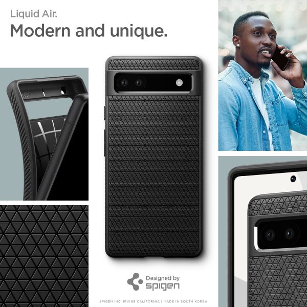Google Pixel 6a Liquid Air Case by Spigen ACS04474 - Matte Black - Image 7