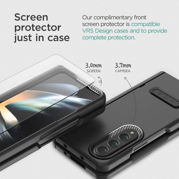 Galaxy Z Fold 4 Terra Guard Modern Case by VRS Design Premium Modern Neat Style [Anti Scratch Hinge Protection] Case with Tempered Glass Screen Protector - Matte Black - Image 8