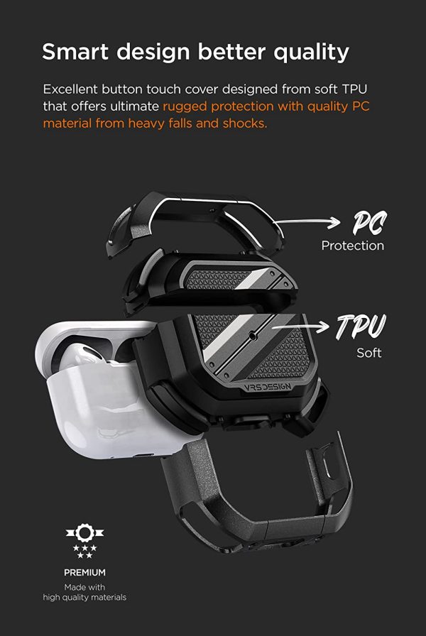 71t0wVMO2RL._AC_SL1500_ AirPods Pro 2 (2022) Terra Guard Ultimate Case by VRS Design - Metal Black - Image 2