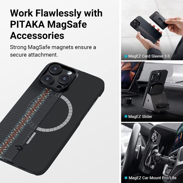 iPhone 14 Pro Max MagEZ Case 3 MagSafe Compatible Carbon Fiber Magnetic Case by PITAKA - Rhapsody 600D - Image 8