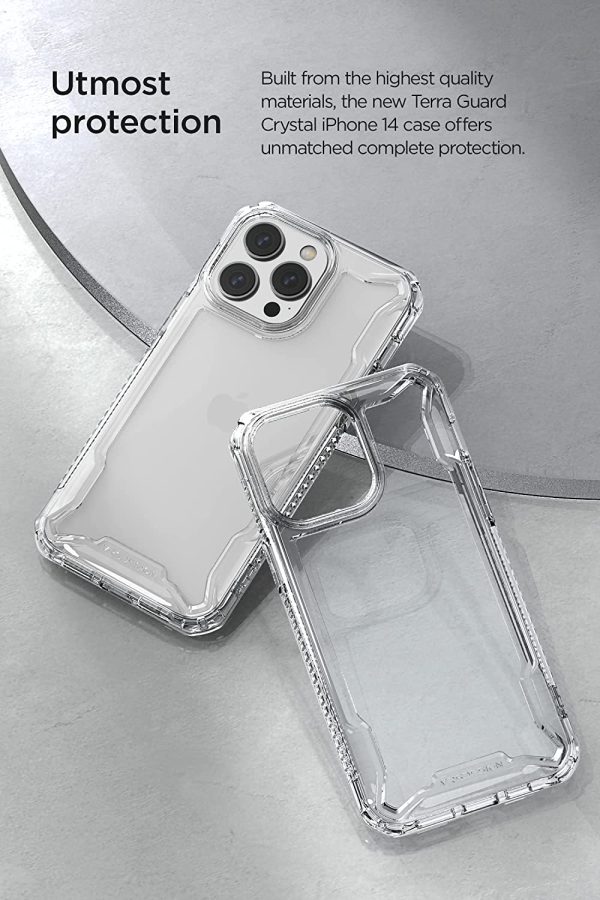 iPhone 14 Pro Terra Guard Crystal Case Non-Slip Grip Case, Clear but Sturdy Case with Tempered Glass Screen and Camera Protector By VRS Design - Clear - Image 5