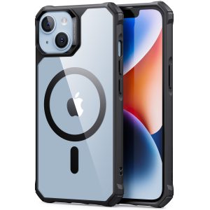 Apple iPhone 14 Plus Air Armor Rugged TPU Case with Halolock Magnetic Ring for MagSafe Enabled Charging - Clear Black