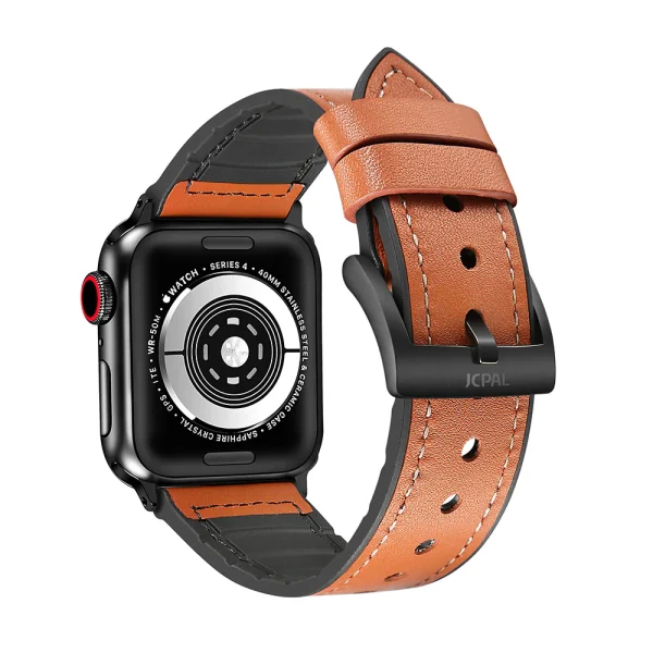 JCPAL Gentry Premium Leather Band for Apple Watch 38 / 40 / 41 mm - Coffee Brown - JCP3948 - Image 2