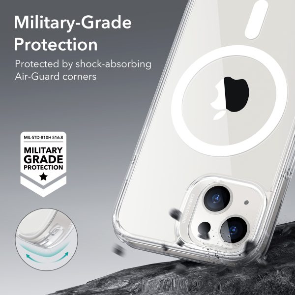 Apple iPhone 14 Plus Classic Hybrid Magnetic Case with HaloLock MagSafe enabled, Shockproof Military-Grade Protection, Scratch-Resistant Back - Clear - Image 5