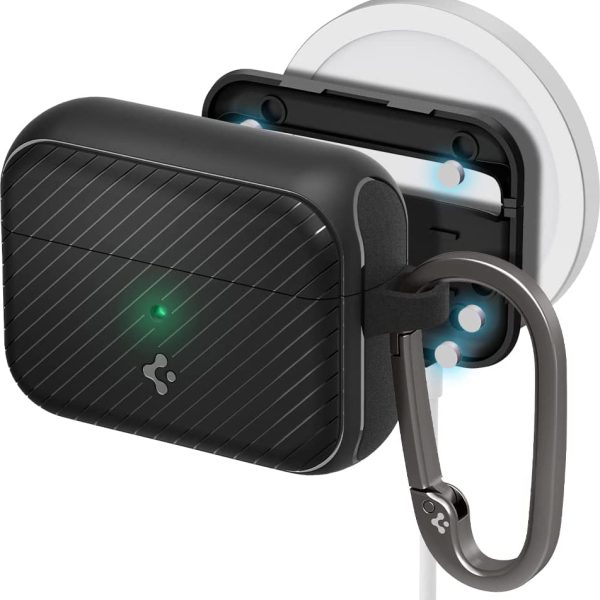 airpods pro case magarmor with magsafe charging Apple AirPods Pro (2019) Case Spigen Mag Armor MagFit - Matte Black - ACS03645 - Image 1