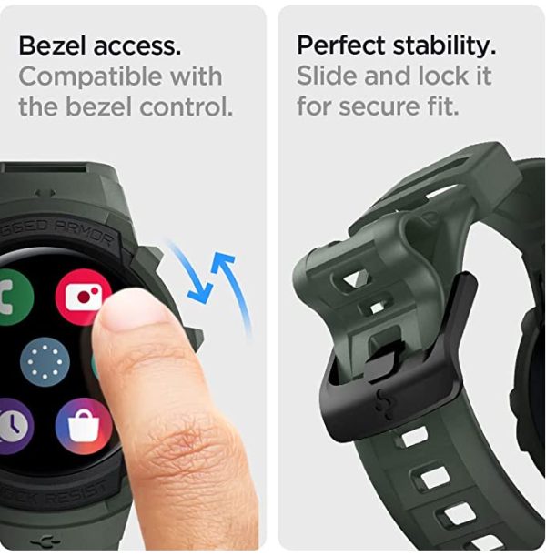 bezel Galaxy Watch 5 / Galaxy Watch 4 Band & Case for 44 mm Rugged Armor Pro - ACS05395 - Military Green - Image 2