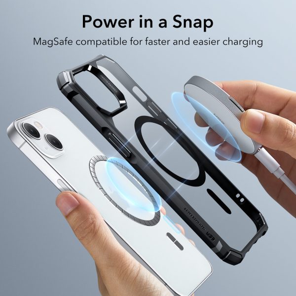 kf2 Apple iPhone 14 Plus Air Armor Rugged TPU Case with Halolock Magnetic Ring for MagSafe Enabled Charging - Clear Black - Image 3