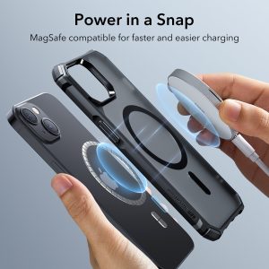 Apple iPhone 14 Plus Air Armor Rugged TPU Case with Halolock Magnetic Ring for MagSafe Enabled Charging - Frosted Black - Image 3