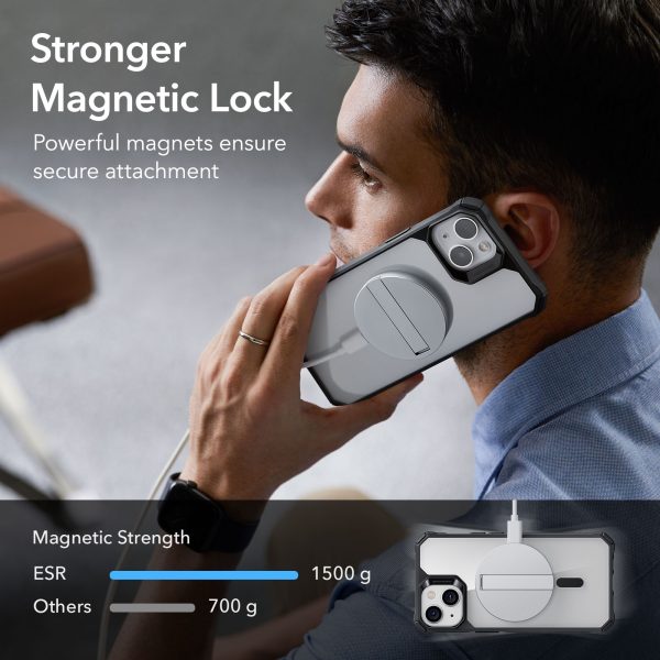 kf3 Apple iPhone 14 Plus Air Armor Rugged TPU Case with Halolock Magnetic Ring for MagSafe Enabled Charging - Clear Black - Image 4