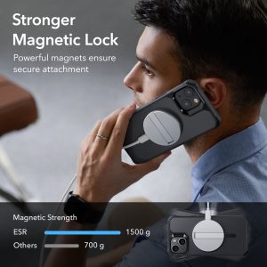 Apple iPhone 14 Plus Air Armor Rugged TPU Case with Halolock Magnetic Ring for MagSafe Enabled Charging - Frosted Black - Image 4