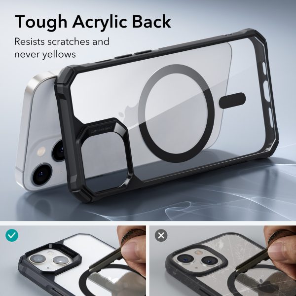 kf5 Apple iPhone 14 Plus Air Armor Rugged TPU Case with Halolock Magnetic Ring for MagSafe Enabled Charging - Clear Black - Image 6