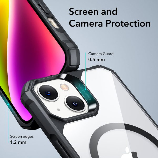 kf6 Apple iPhone 14 Plus Air Armor Rugged TPU Case with Halolock Magnetic Ring for MagSafe Enabled Charging - Clear Black - Image 7