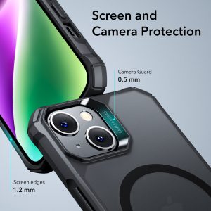 Apple iPhone 14 Plus Air Armor Rugged TPU Case with Halolock Magnetic Ring for MagSafe Enabled Charging - Frosted Black - Image 7