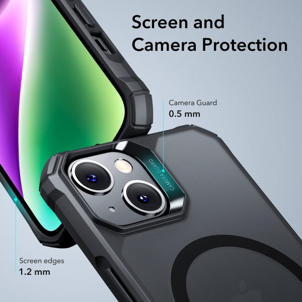 Apple iPhone 14 Plus Air Armor Rugged TPU Case with Halolock Magnetic Ring for MagSafe Enabled Charging - Frosted Black - Image 7