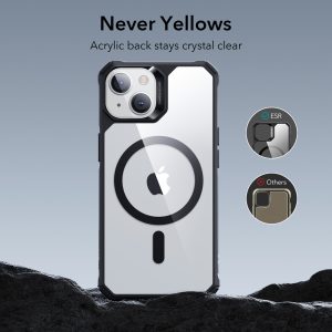 Apple iPhone 14 Plus Air Armor Rugged TPU Case with Halolock Magnetic Ring for MagSafe Enabled Charging - Clear Black - Image 8