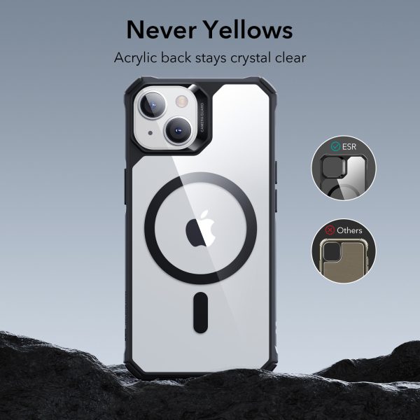 kf7 Apple iPhone 14 Plus Air Armor Rugged TPU Case with Halolock Magnetic Ring for MagSafe Enabled Charging - Clear Black - Image 8