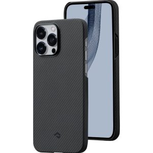 iPhone 14 Pro MagEZ Case 3 MagSafe Compatible Carbon Fiber Magnetic Case by PITAKA - Black / Grey Twill 600D