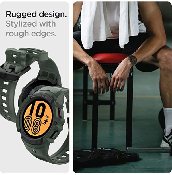 rugged Galaxy Watch 5 / Galaxy Watch 4 Band & Case for 44 mm Rugged Armor Pro - ACS05395 - Military Green - Image 6