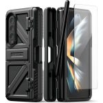 Galaxy Z Fold 4 Terra Guard Ultimate S Case All in One Premium Sturdy Hinge Protection Case with S Pen Compartment and Kickstand (Tempered Glass Screen Protector Included) by VRS Design - Matte Black