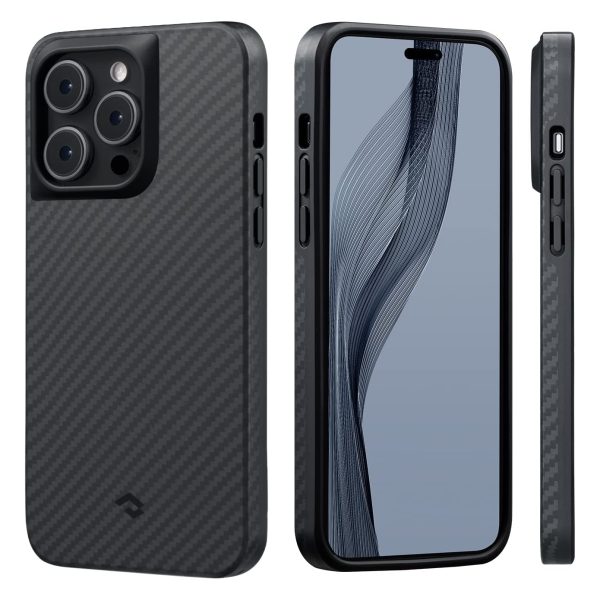 14 pro max magez case 3 pro black iPhone 14 Pro Max MagEZ Case Pro 3 MagSafe Compatible Military Drop Protection Carbon Fiber Magnetic Case by PITAKA - Black / Grey Twill 1500D - Image 1