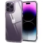 Apple iPhone 14 Pro Max Quartz Hybrid Glass Back Case with Drop Protection by Spigen - ACS04830 - Crystal Clear