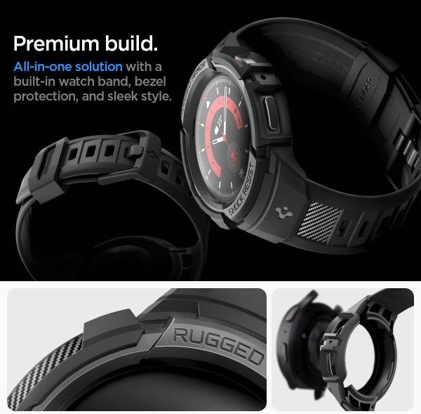 Galaxy Watch 5 Pro Case & Band 45mm Spigen Rugged Armor Pro - ACS05301 - Matte Black - Image 8