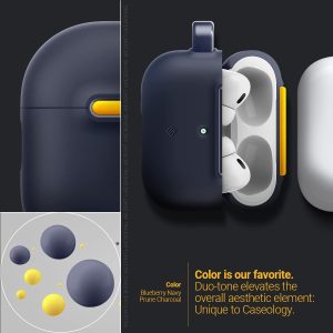 Airpods Pro 2022 NanoPop Dual tone Liquid Silicone Case by Caseology - Blueberry Navy - ACS05426 - Image 7