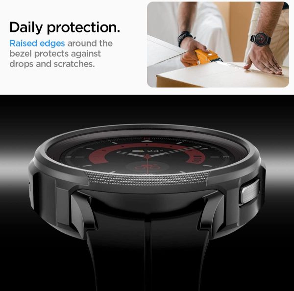 614VNlo3bSL._AC_SL1200_ Galaxy Watch 5 Pro Case 45mm Spigen Liquid Air Case - ACS05185 - Matte Black - Image 7