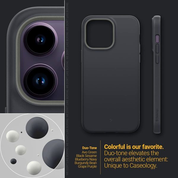 615cWlksElL._AC_SL1200_ iPhone 14 Pro Max NanoPop Mag Dual tone Liquid Silicone Case by Caseology Magsafe Enabled - Black Sesame - ACS04867 - Image 7