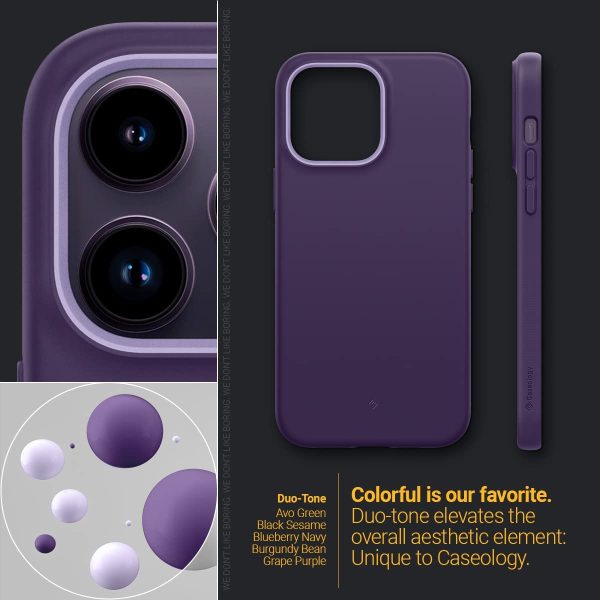 616hWZSm5xL._AC_SL1200_ iPhone 14 Pro NanoPop Mag Dual tone Liquid Silicone Case by Caseology Magsafe Enabled - Grape Purple - ACS05016 - Image 6