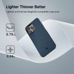 iPhone 14 Pro Max MagEZ Case 3 MagSafe Compatible Carbon Fiber Magnetic Case by PITAKA - Black / Blue Twill 1500D - Image 8