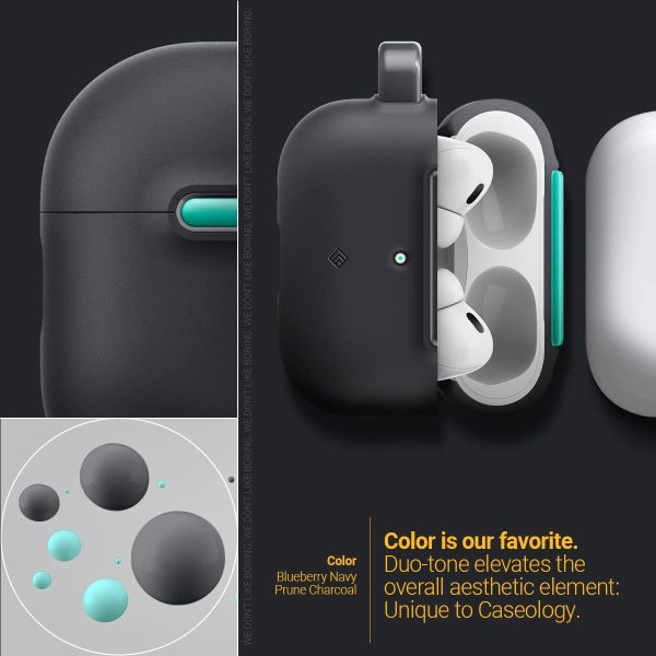 Airpods Pro 2022 NanoPop Dual tone Liquid Silicone Case by Caseology - Prune Charcoal - ACS05427 - Image 2