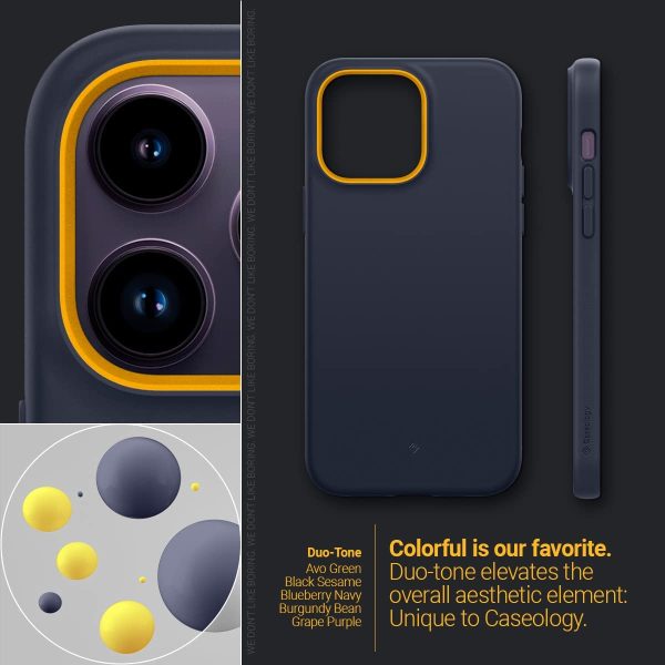 61IJhJINILL._AC_SL1200_ iPhone 14 Pro NanoPop Mag Dual tone Liquid Silicone Case by Caseology Magsafe Enabled - Blueberry Navy - ACS05013 - Image 3