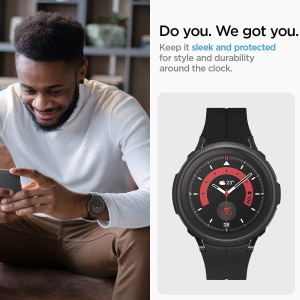 61MXz0eL9sL._AC_SL1200_ Galaxy Watch 5 Pro Case 45mm Spigen Liquid Air Case - ACS05185 - Matte Black - Image 3