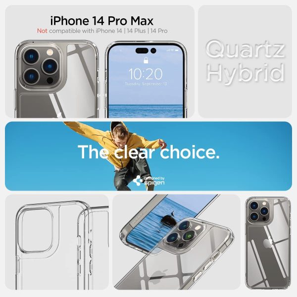 Apple iPhone 14 Pro Max Quartz Hybrid Glass Back Case with Drop Protection by Spigen - ACS04830 - Crystal Clear - Image 2
