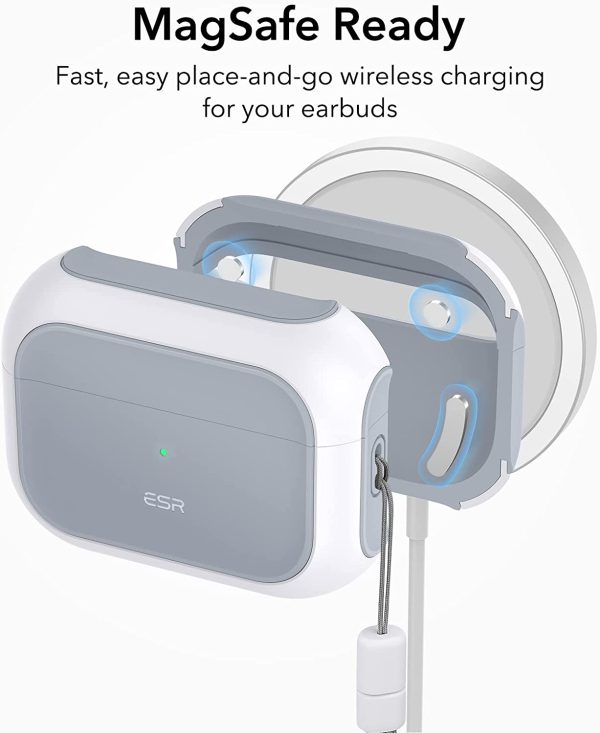 61dbkrX8mPL._AC_SL1500_ AirPods Pro 2 (2022) Orbit Hybrid Case by ESR Magsafe Ready -  White - Image 2