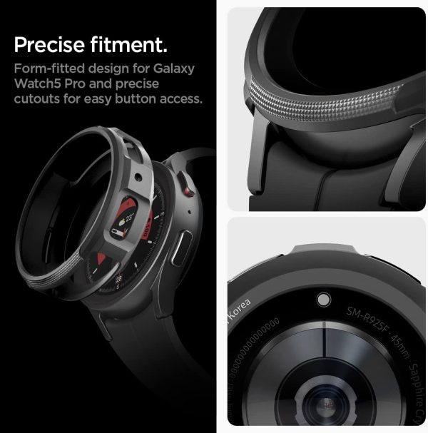 61sE-7rmsQL._AC_SL1200_ Galaxy Watch 5 Pro Case 45mm Spigen Liquid Air Case - ACS05185 - Matte Black - Image 4