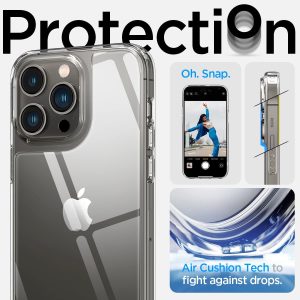 Apple iPhone 14 Pro Quartz Hybrid Glass Back Case with Drop Protection by Spigen - ACS04974 - Crystal Clear - Image 4