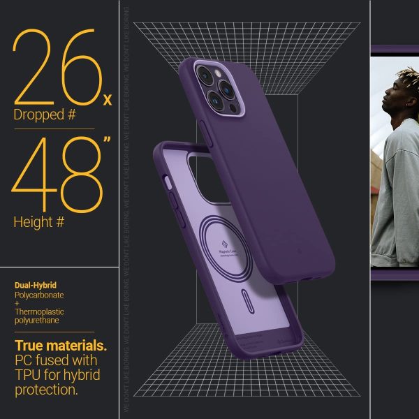 61w2z3sS+5L._AC_SL1200_ iPhone 14 Pro NanoPop Mag Dual tone Liquid Silicone Case by Caseology Magsafe Enabled - Grape Purple - ACS05016 - Image 5