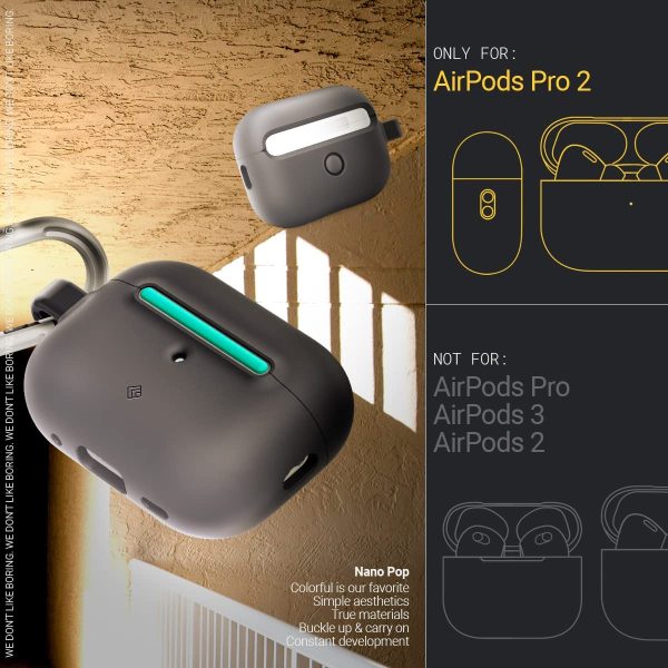 Airpods Pro 2022 NanoPop Dual tone Liquid Silicone Case by Caseology - Prune Charcoal - ACS05427 - Image 4