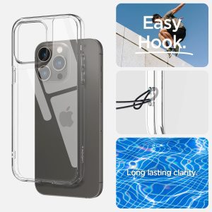 Apple iPhone 14 Pro Quartz Hybrid Glass Back Case with Drop Protection by Spigen - ACS04974 - Crystal Clear - Image 5