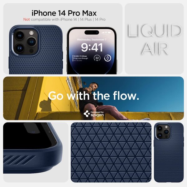 Apple iPhone 14 Pro Max Liquid Air Case by Spigen - ACS04814 - Navy Blue - Image 4