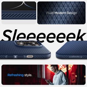 Apple iPhone 14 Pro Max Liquid Air Case by Spigen - ACS04814 - Navy Blue - Image 5