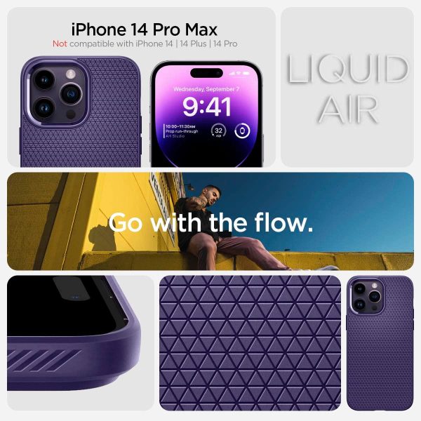 Apple iPhone 14 Pro Max Liquid Air Case by Spigen - ACS05575 - Deep Purple - Image 6