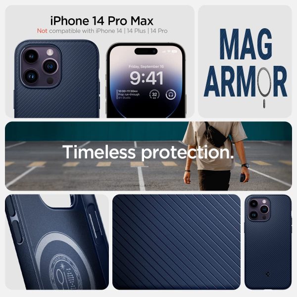 Apple iPhone 14 Pro Max Mag Armor with Magsafe Comaptibility Case by Spigen - ACS04845 - Navy Blue - Image 6