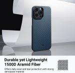 iPhone 14 Pro Max MagEZ Case 3 MagSafe Compatible Carbon Fiber Magnetic Case by PITAKA - Black / Blue Twill 1500D - Image 3